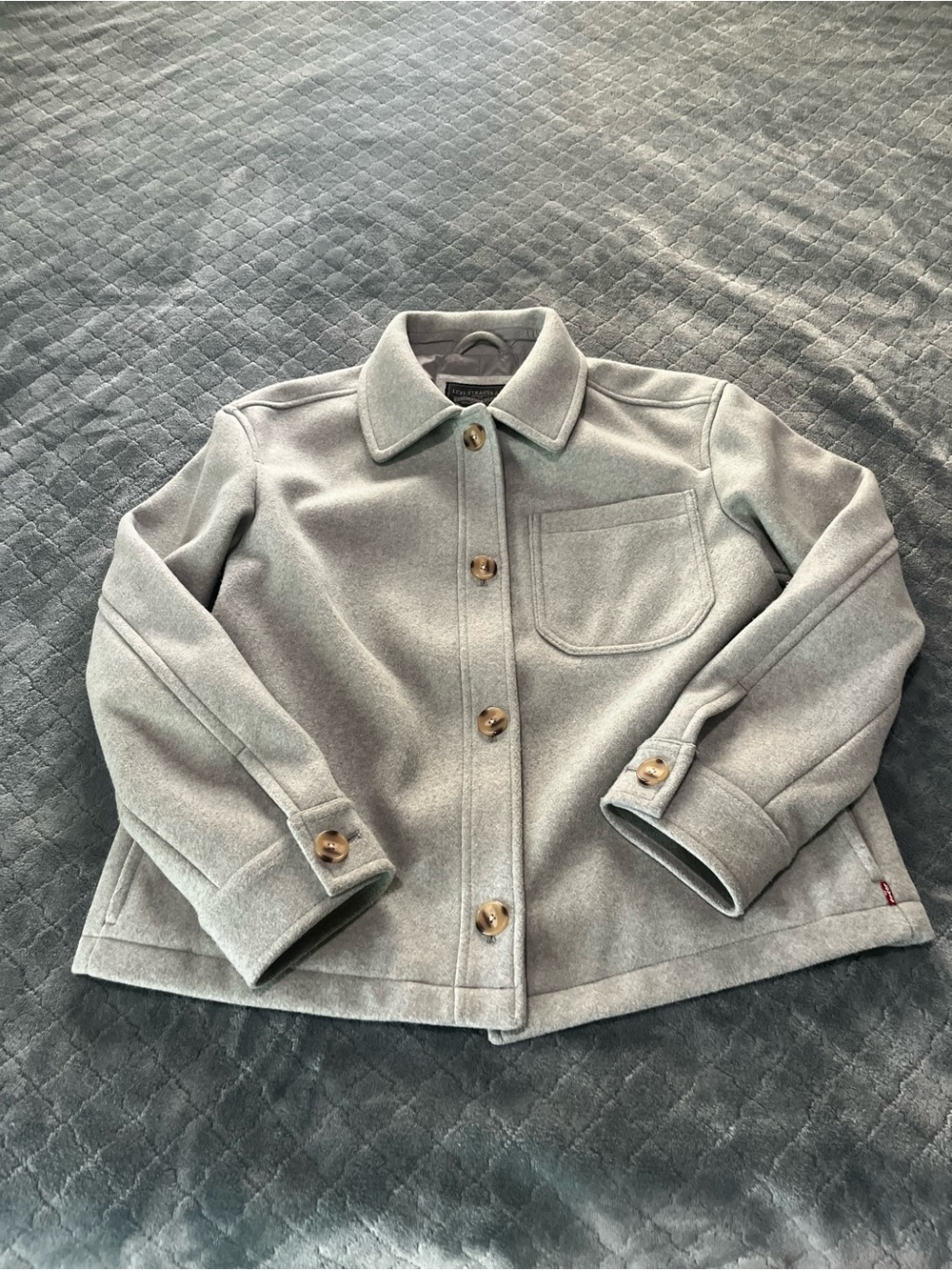 Levis Mens Gray Quilted Lined Button Front Shirt Jacket Size Medium